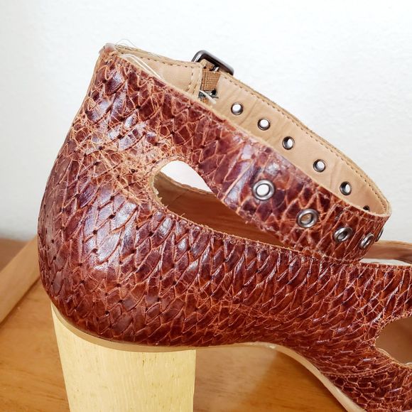 Schuler Sons Philadelphia Nalia Heels Brown Leather Chunky SZ 8.5 Anthropologie - Picture 10 of 12